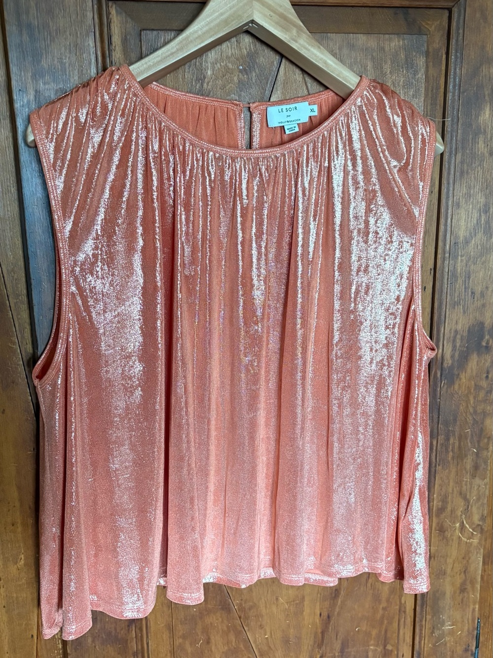 Le Soir by Molly Bracken Swingy Orange Sparkling Stretchy Top